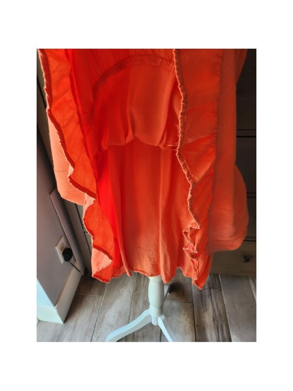 Salmon sundress with a low back and tiered ruffle hem size medium - Picture 7 of 8